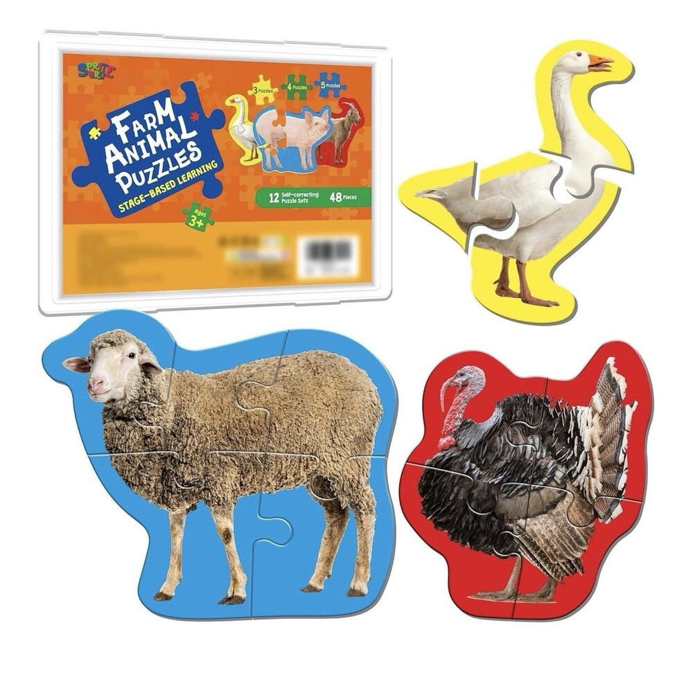 12 Piece Animal Puzzles, 48 Pieces Step-by-Step Farm Animal, Early Learning
